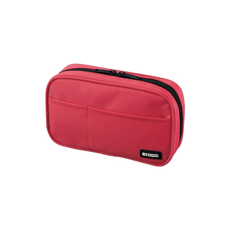 LIHIT LAB Zipper Pen Case, 7.9 Ã— 2 Ã— 4.7 Inches, Coral (A7551-103) - Image 1